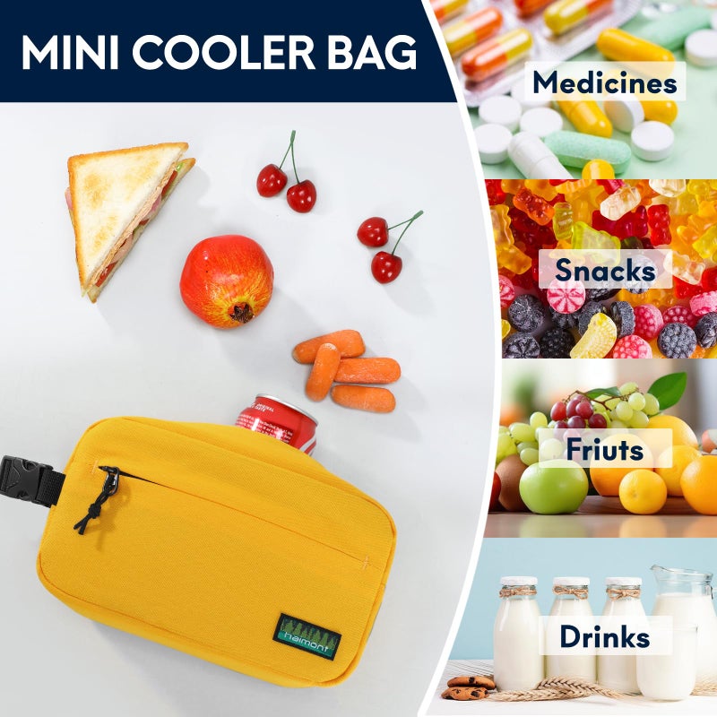 Haimont Small Freezable Snack Cooler Bag, Reusable Freezable Mini Cooler Bag for Outdoor, Airplane, Travel, Wear Resistant, Yellow - Image 3