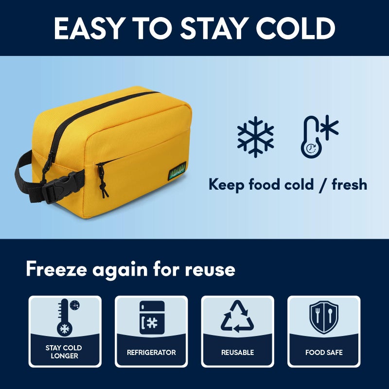 Haimont Small Freezable Snack Cooler Bag, Reusable Freezable Mini Cooler Bag for Outdoor, Airplane, Travel, Wear Resistant, Yellow - Image 2