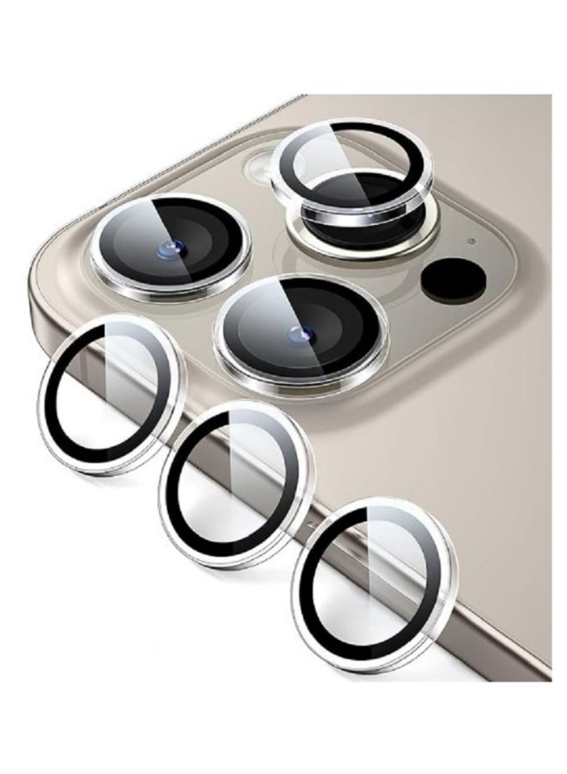 حماية كاميرا عدسات لهاتف أبل ايفون 16 برو 6.3 بوصة و أبل ايفون 16 برو ماكس 6.9 بوصة، غطاء حلقي فردي من الزجاج المقوى بدرجة صلابة 9، شفاف HD، عبوة من 3 قطع شفاف