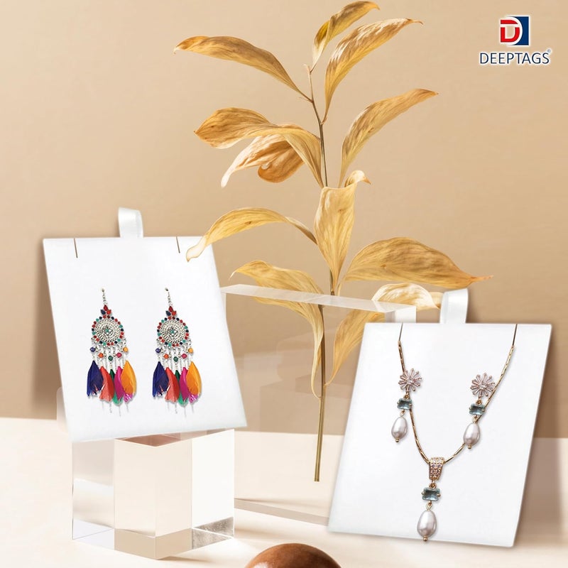 DEEPTAGS Jewellery Display Card Velvet Jewellery Tags for Bracelet Necklace Earring Earring Studs Jewelry White 15 PCS 75 x 65 CM - Image 3