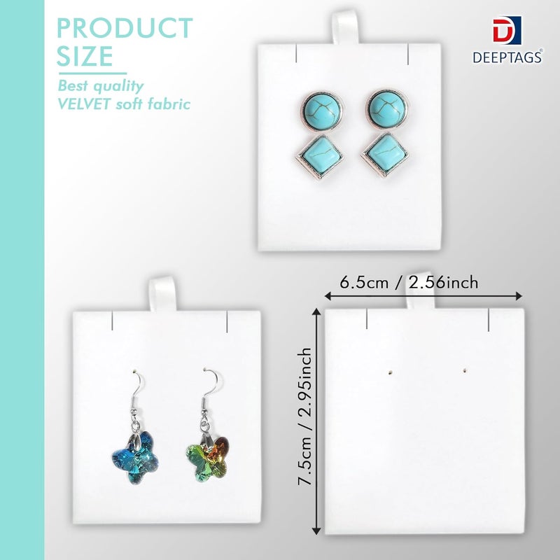 DEEPTAGS Jewellery Display Card Velvet Jewellery Tags for Bracelet Necklace Earring Earring Studs Jewelry White 15 PCS 75 x 65 CM - Image 2