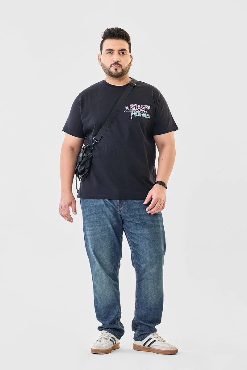 سنيتش تيشيرت قطني مطبوع بمقاس كبير