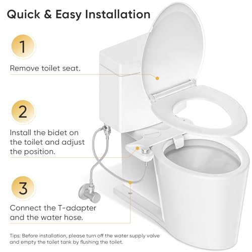 LEIVI Bidet Attachment for Toilet, Ultra-Slim Bidets for Existing Toilets with Dual Nozzle, Hygienic Toilet Bidet, Fresh Cold Water Sprayer, Adjustable Water Pressure - Image 4