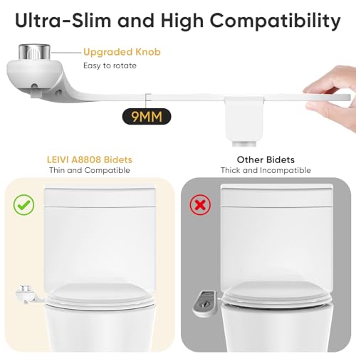 LEIVI Bidet Attachment for Toilet, Ultra-Slim Bidets for Existing Toilets with Dual Nozzle, Hygienic Toilet Bidet, Fresh Cold Water Sprayer, Adjustable Water Pressure - Image 3