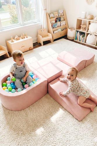 INFANS Climbing Toys for Toddlers Foam Climbing Blocks and Ball Pit for Baby 5pc Kids Climb and Crawl Block Activity Structure Play Set Indoor Foam Play Gym for Crawling and Sliding - Image 5