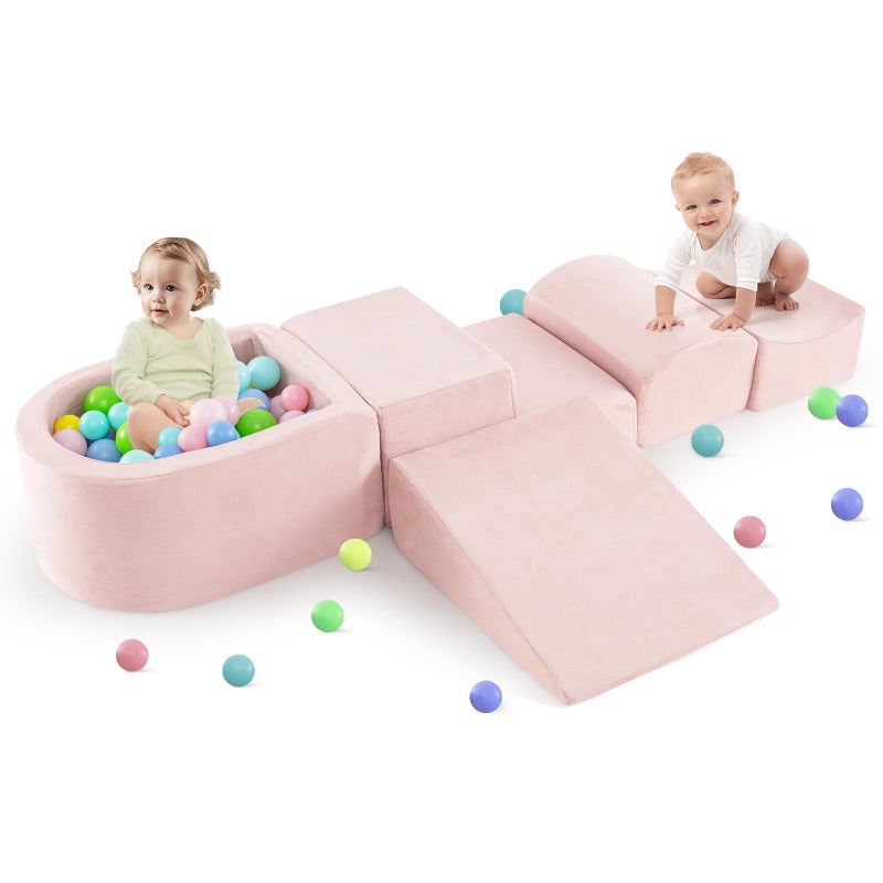 INFANS Climbing Toys for Toddlers Foam Climbing Blocks and Ball Pit for Baby 5pc Kids Climb and Crawl Block Activity Structure Play Set Indoor Foam Play Gym for Crawling and Sliding - Image 3