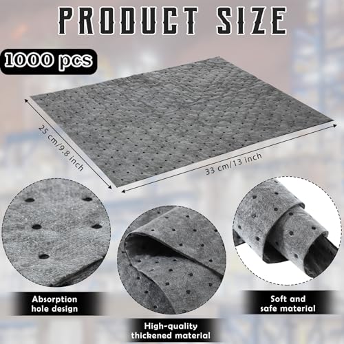Hoolerry وسادات امتصاص الزيت من هوليري، وسادة مثقبة، ملحقات للمرآب، حصيرة امتصاص الماء، حصيرة تسرب الزيت لامتصاص وحماية المنزل والمرآب والقبو (100 قطعة، رمادي، 9.8 × 13 بوصة) - Image 2