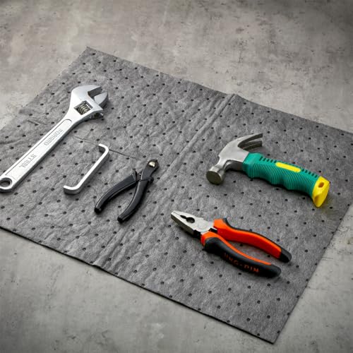 Hoolerry وسادات امتصاص الزيت من هوليري، وسادة مثقبة، ملحقات للمرآب، حصيرة امتصاص الماء، حصيرة تسرب الزيت لامتصاص وحماية المنزل والمرآب والقبو (100 قطعة، رمادي، 9.8 × 13 بوصة) - Image 5