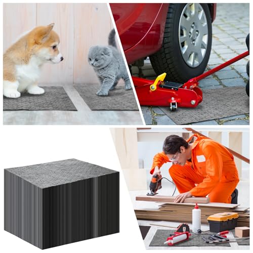 Hoolerry وسادات امتصاص الزيت من هوليري، وسادة مثقبة، ملحقات للمرآب، حصيرة امتصاص الماء، حصيرة تسرب الزيت لامتصاص وحماية المنزل والمرآب والقبو (100 قطعة، رمادي، 9.8 × 13 بوصة) - Image 4