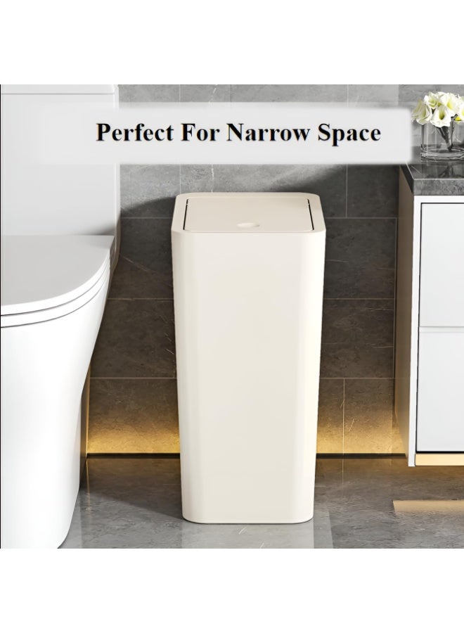 Happy Home 10L Trash Can with Lid, Compact Space-Saving Garbage Bin for Kitchen, Bathroom, Office, Bedroom, Dorm & Toilet, Secure Covered Wastebasket with Push Button Opening, Removable Easy-Clean Inner Liner, Slim Corner Design for Small Spaces - Image 4