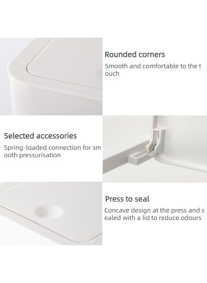 Happy Home 10L Trash Can with Lid, Compact Space-Saving Garbage Bin for Kitchen, Bathroom, Office, Bedroom, Dorm & Toilet, Secure Covered Wastebasket with Push Button Opening, Removable Easy-Clean Inner Liner, Slim Corner Design for Small Spaces - Image 2