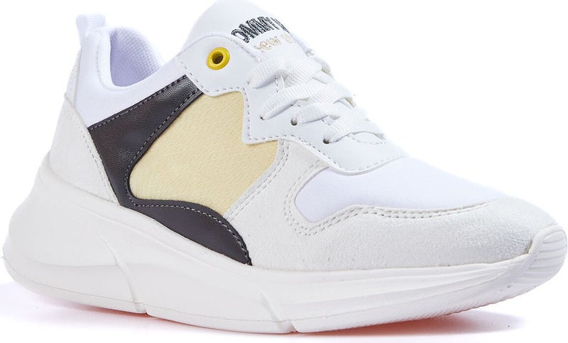Tommy Life White Laced High Sole Mesh Detailed Colorful Women's Sneakers - 89203  - Image 4