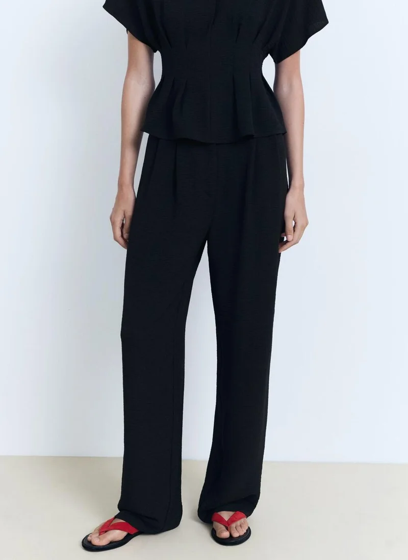 مانجو Casual Straight-Fit Pleated Pants