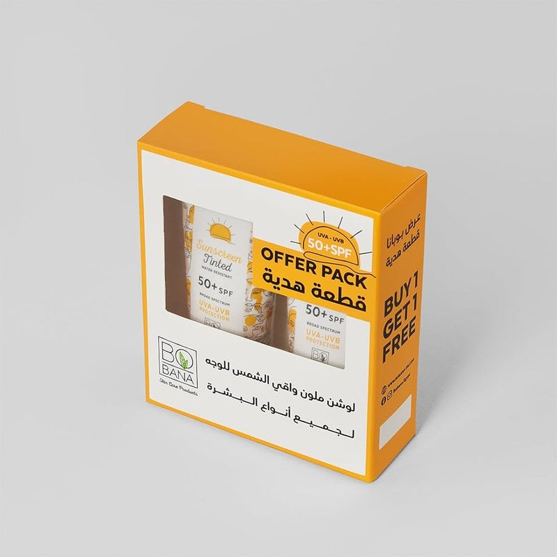 Bobana Sunscreen Lotion Tinted 60 ML (1+1) Free - Image 1
