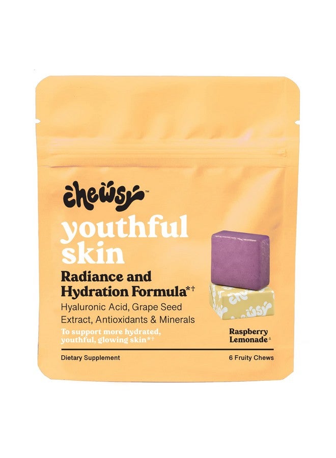 Chewsy Youthful Skin, Fruity Chews Vitamins, Radiance & Hydration Formula, Hyaluronic Acid, Grape Seed Extract, Antioxidants & Minerals, Vitamins Raspberry Lemonade Flavor 6-Day Supply - Image 1