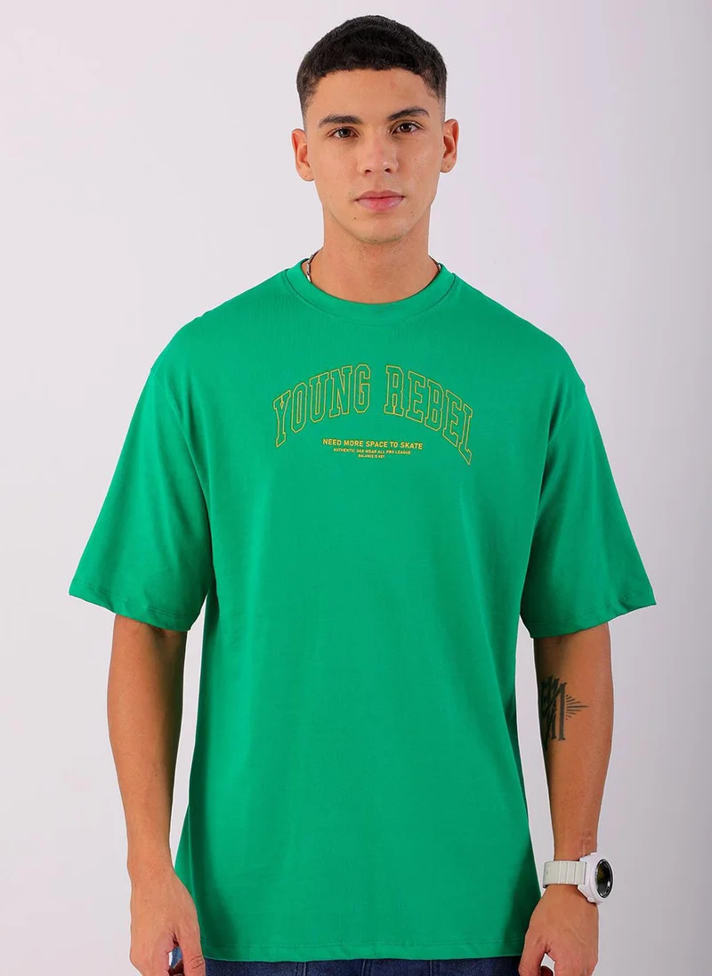 ذا انديان كراج كو Men Boxy Oversized Graphic Back Printed Round Neck Tshirt