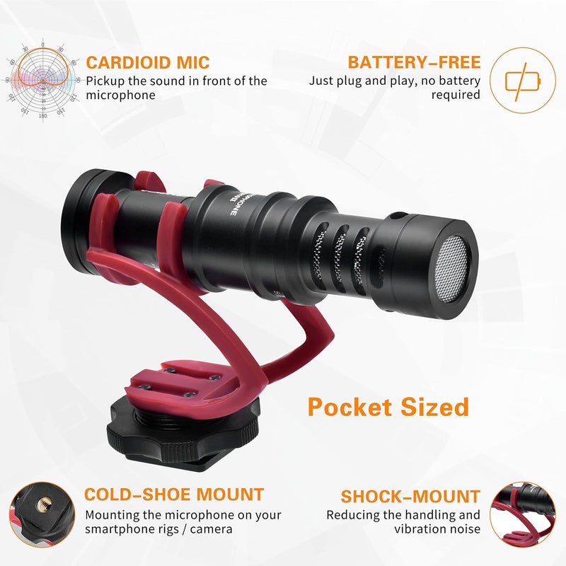 Comica CVM-VM10II Full Metal Compact On Camera Cardioid Directional Mini Shotgun Video Microphone - Image 2