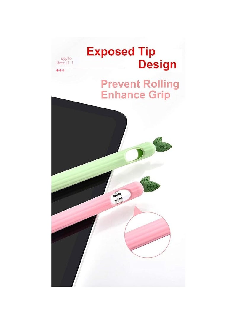 بروماس حافظة (عبوة من قطعتين) مزودة بغطاء حماية ناعم من السيليكون بتصميم فاكهة لطيف متوافق مع قلم الرصاص - Image 2