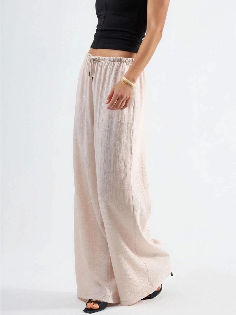 BUSEM Wide Leg Drawstring Waist Pants with Pockets - Image 1
