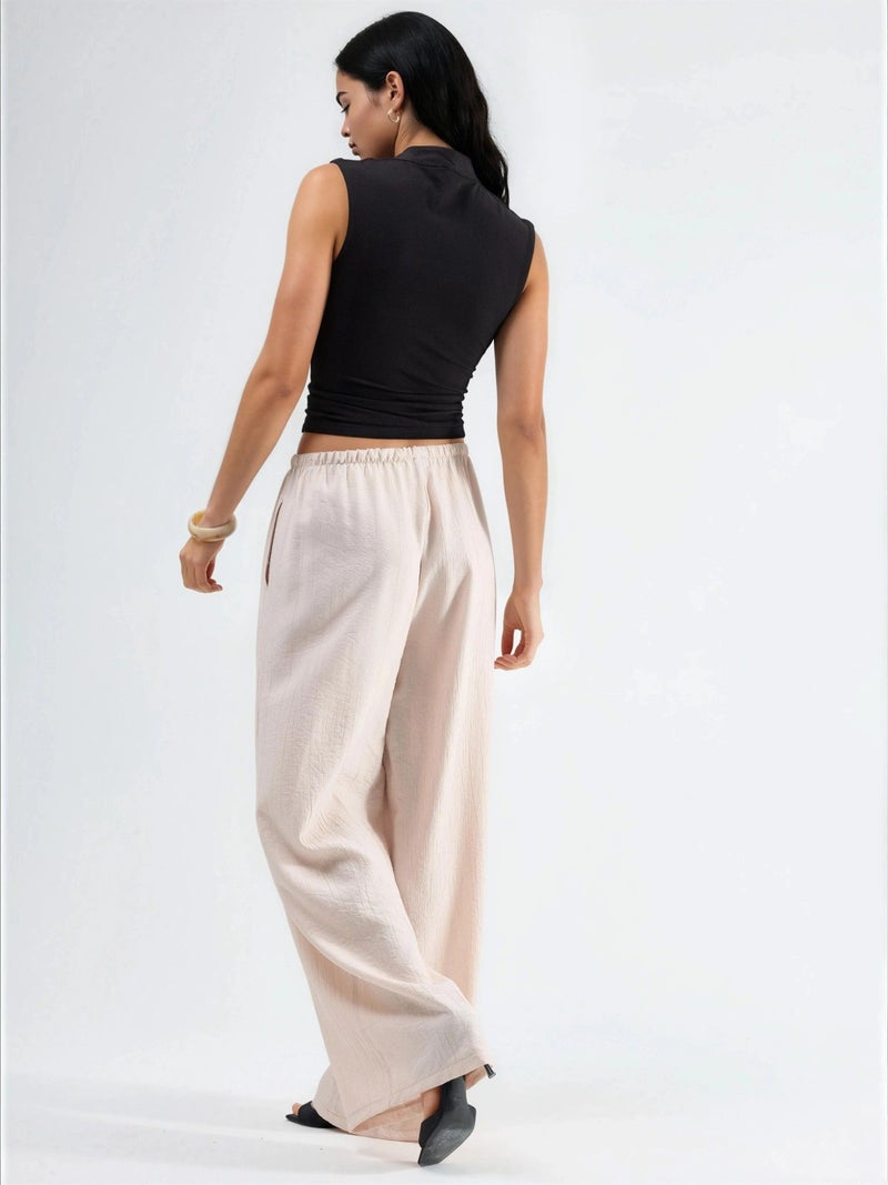 BUSEM Wide Leg Drawstring Waist Pants with Pockets - Image 4