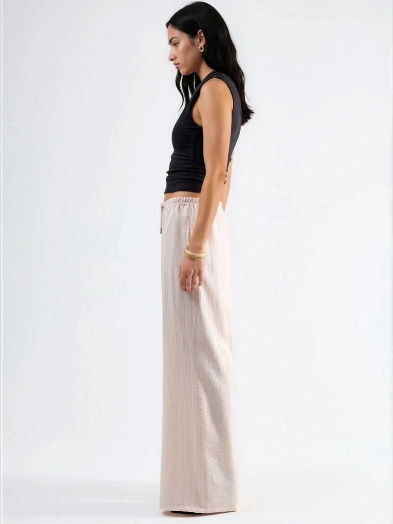 BUSEM Wide Leg Drawstring Waist Pants with Pockets - Image 3