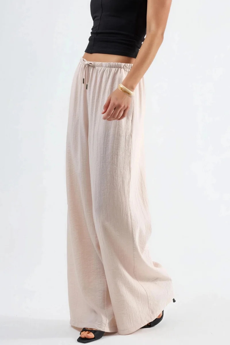 بوسيم BUSEM Wide Leg Drawstring Waist Pants with Pockets