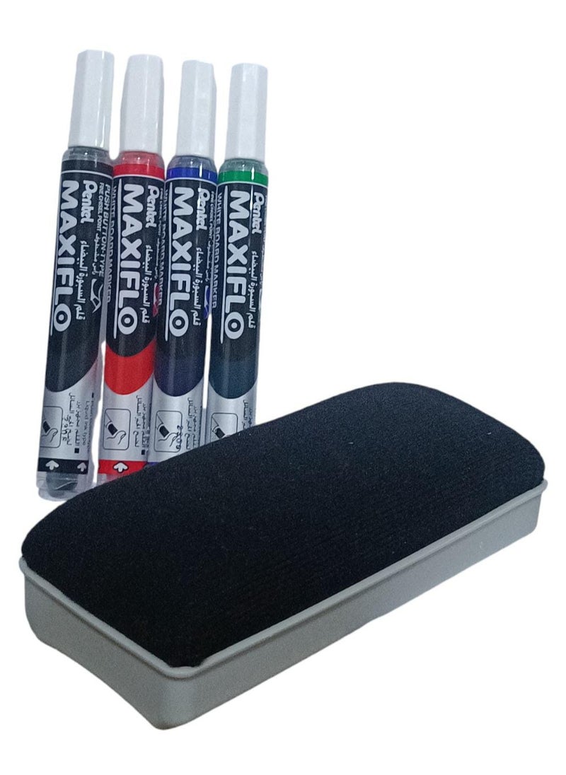 Pentel 4-Piece Maxiflo Whiteboard With Eraser Set Multicolour  - Image 1