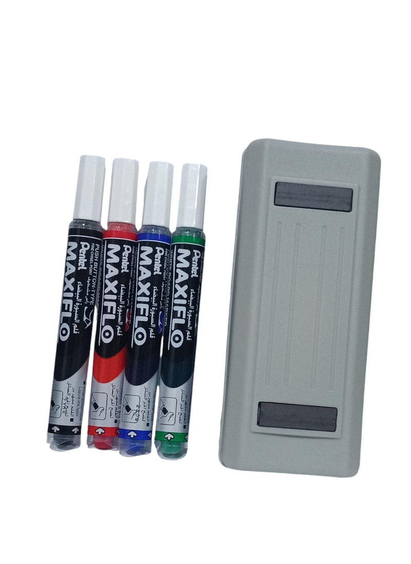 Pentel 4-Piece Maxiflo Whiteboard With Eraser Set Multicolour  - Image 2
