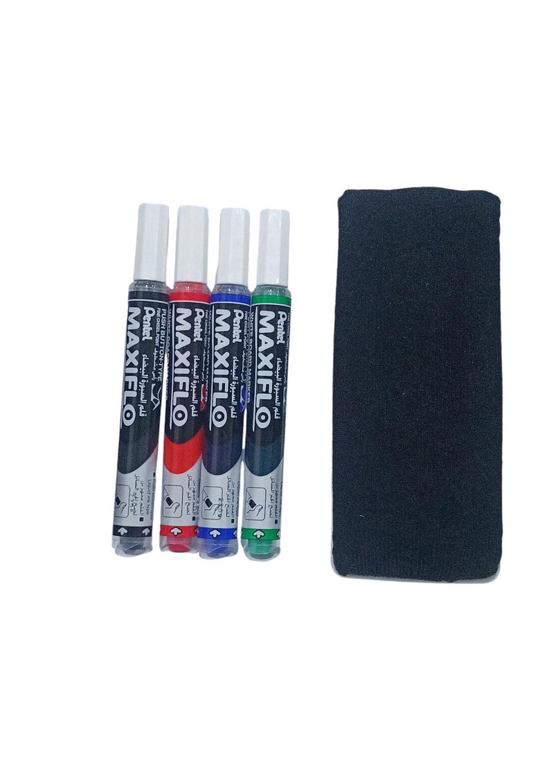 Pentel 4-Piece Maxiflo Whiteboard With Eraser Set Multicolour  - Image 3
