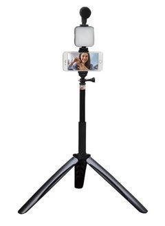AY-49Z Video Making LED Selfie Light Kit With with Table Tripod Phone Holder Cold Shoe Microphone LED video Light and Remote Shutter Ideal For Vlogging Live Straming and Presentation