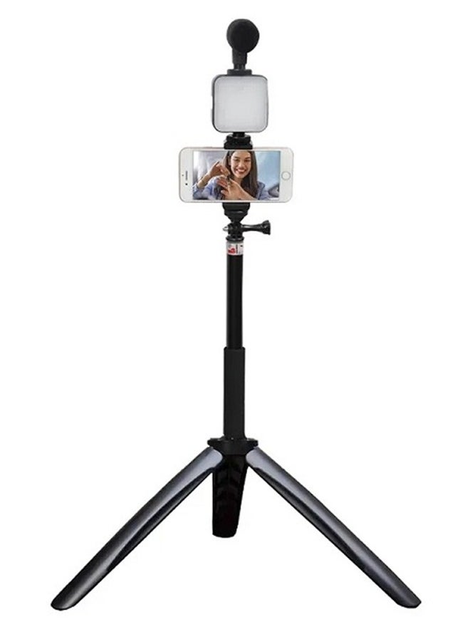 FEND - AY-49Z Video Making LED Selfie Light Kit With with Table Tripod Phone Holder Cold Shoe Microphone LED video Light and Remote Shutter Ideal For Vlogging Live Straming and Presentation - Image 1