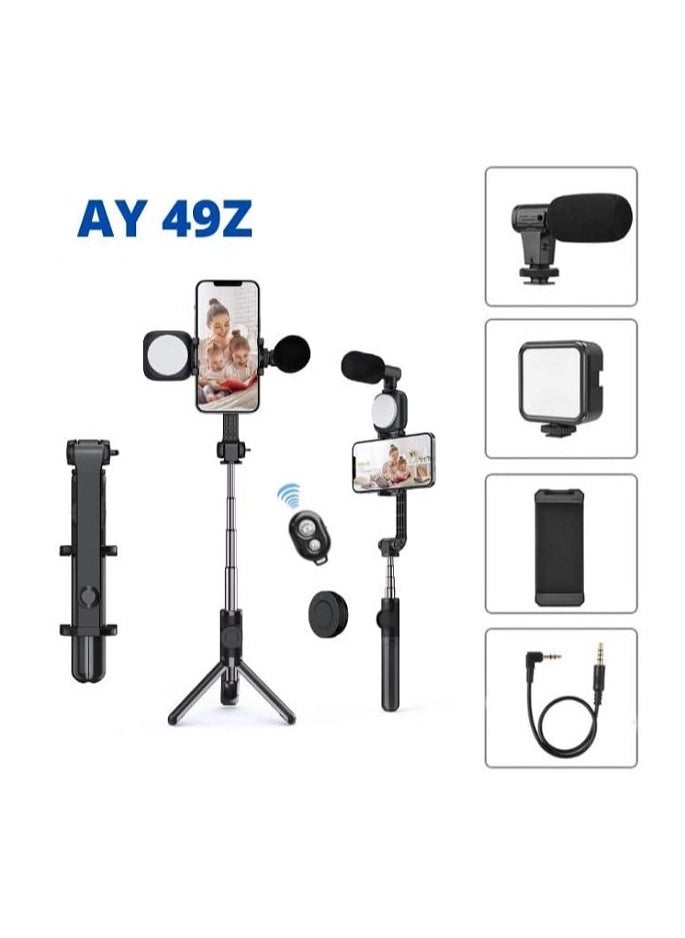 FEND - AY-49Z Video Making LED Selfie Light Kit With with Table Tripod Phone Holder Cold Shoe Microphone LED video Light and Remote Shutter Ideal For Vlogging Live Straming and Presentation - Image 1