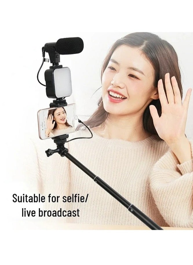 FEND - AY-49Z Video Making LED Selfie Light Kit With with Table Tripod Phone Holder Cold Shoe Microphone LED video Light and Remote Shutter Ideal For Vlogging Live Straming and Presentation - Image 1