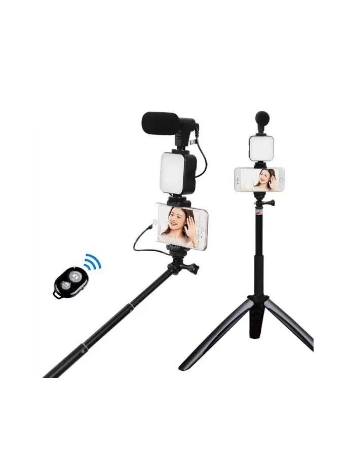 FEND - AY-49Z Video Making LED Selfie Light Kit With with Table Tripod Phone Holder Cold Shoe Microphone LED video Light and Remote Shutter Ideal For Vlogging Live Straming and Presentation - Image 1