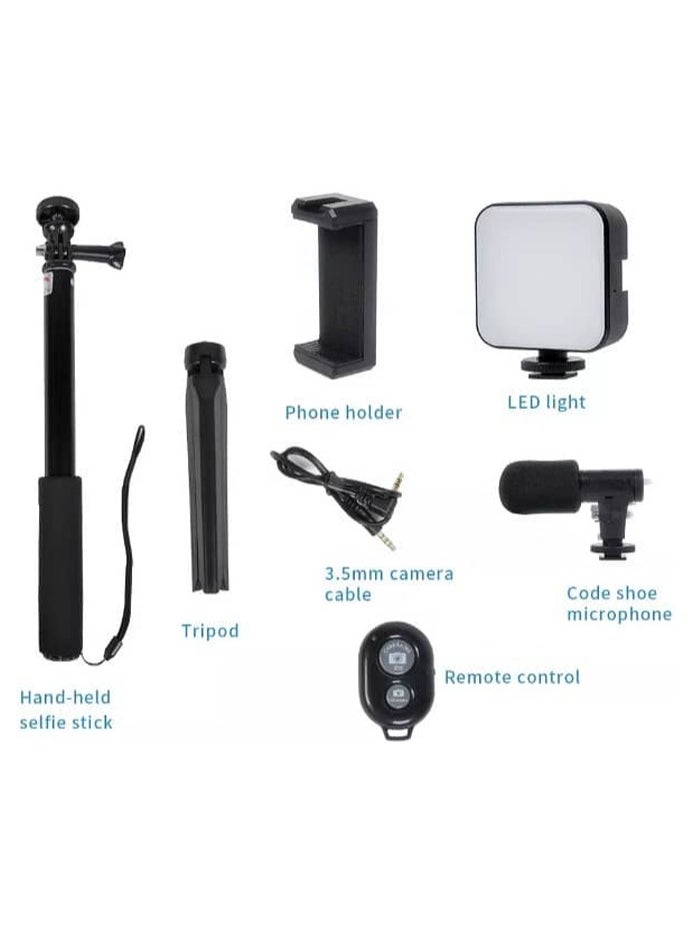 FEND - AY-49Z Video Making LED Selfie Light Kit With with Table Tripod Phone Holder Cold Shoe Microphone LED video Light and Remote Shutter Ideal For Vlogging Live Straming and Presentation - Image 1