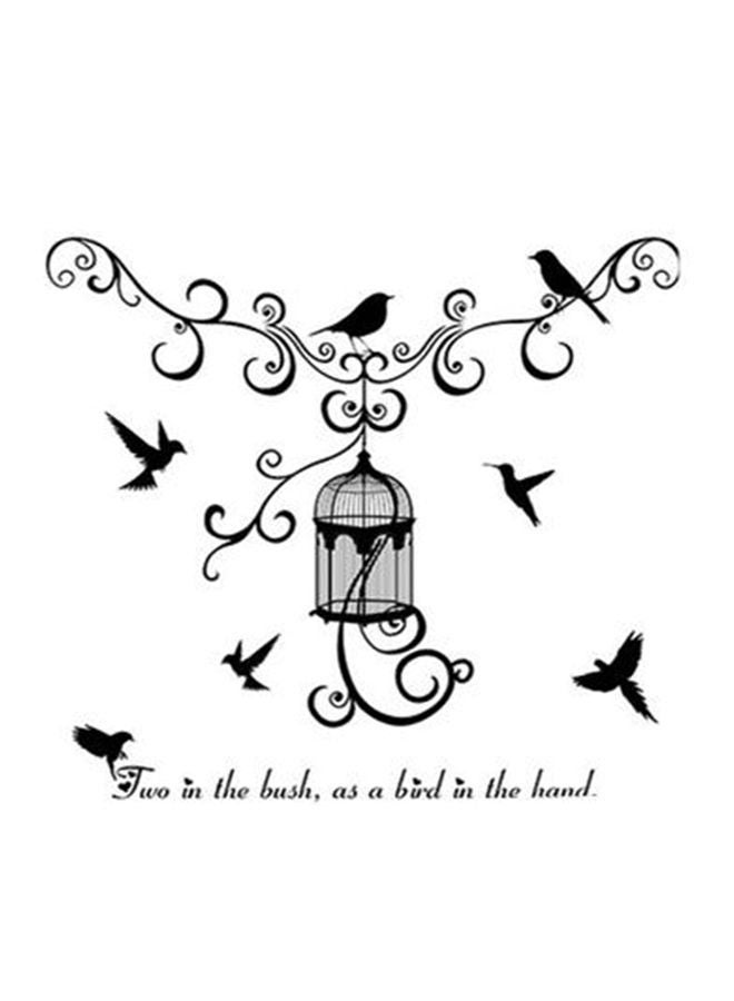 NIBEMINENT Bird with Cage Wall Sticker Black - Image 1
