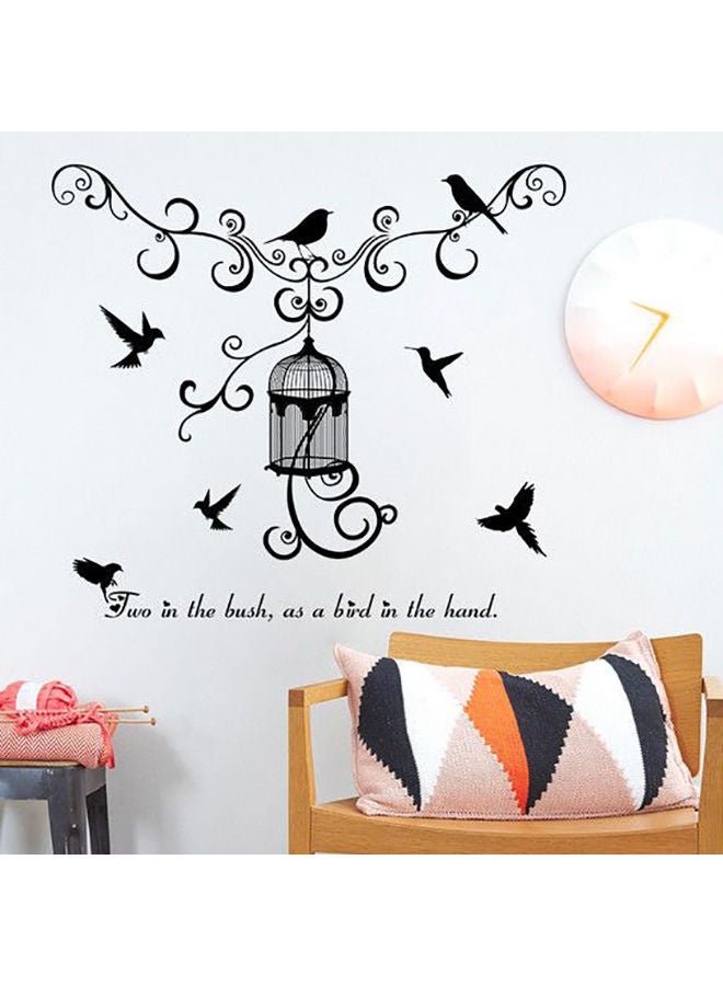 NIBEMINENT Bird with Cage Wall Sticker Black - Image 2