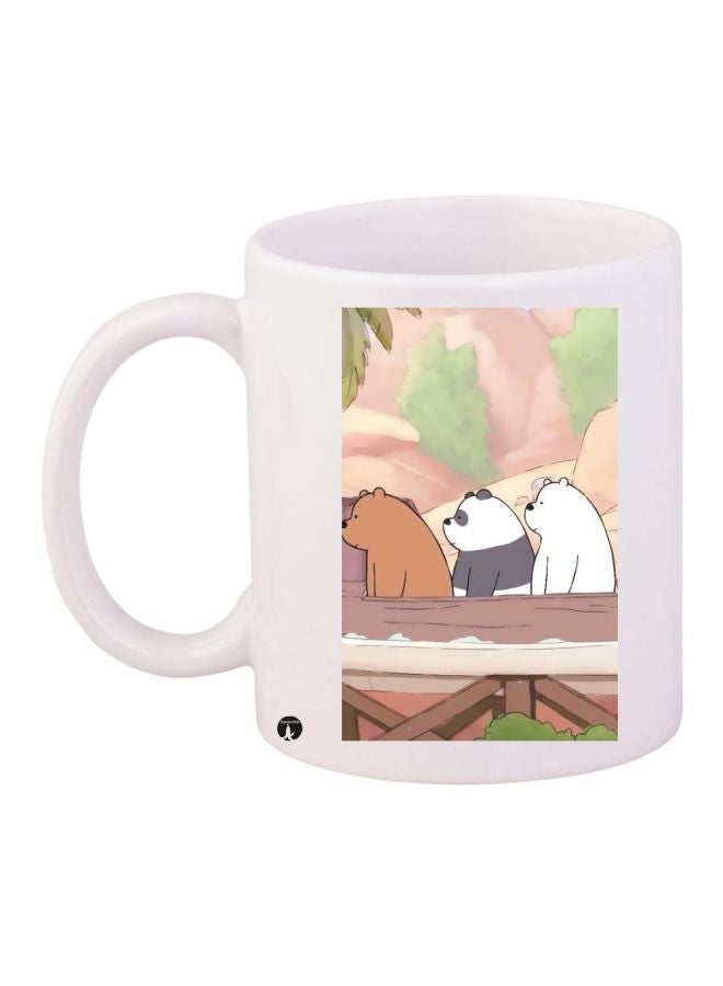RYN Panda Bear Themed Coffee Mug White/Brown/Green 11ounce