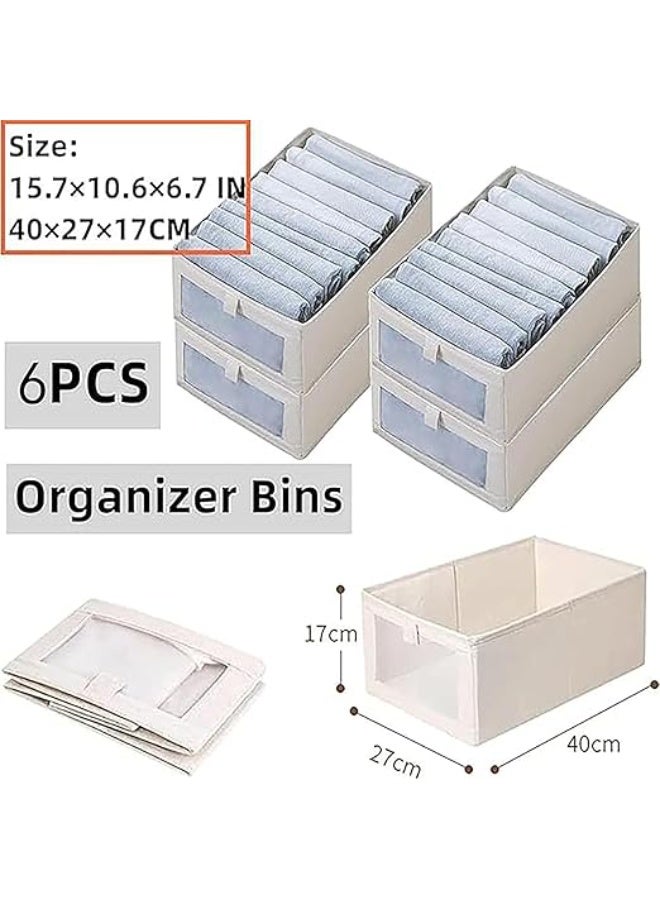 DUNISO 6 Pcs Wardrobe Clothes Organizer,Visible Drawer Organizers，Foldable Closet Organizer Bins，Moisture and Mold Prevention，Sturdy and Durable，for Organizing Clothing Jeans Toys Book Shelves Closet Wardrobe - Image 2