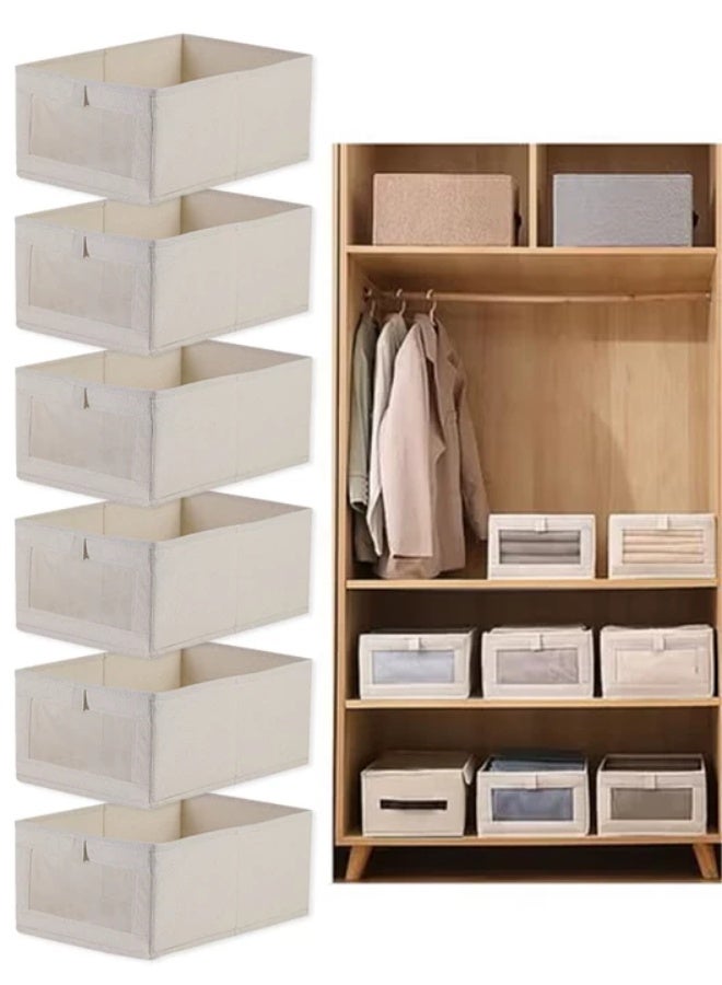 DUNISO 6 Pcs Wardrobe Clothes Organizer,Visible Drawer Organizers，Foldable Closet Organizer Bins，Moisture and Mold Prevention，Sturdy and Durable，for Organizing Clothing Jeans Toys Book Shelves Closet Wardrobe - Image 1