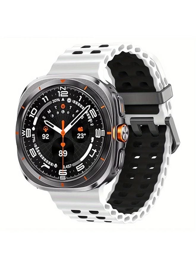 White Black Sport Band For Samsung Galaxy Watch Ultra 2025 2024 Comfortable Sweatproof Strap - Image 1