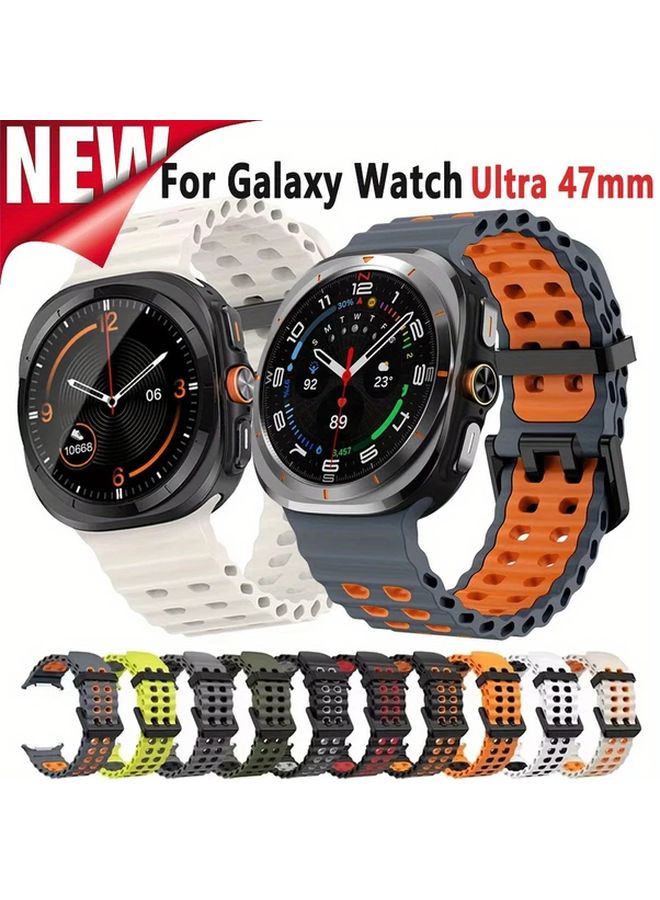 White Black Sport Band For Samsung Galaxy Watch Ultra 2025 2024 Comfortable Sweatproof Strap - Image 2