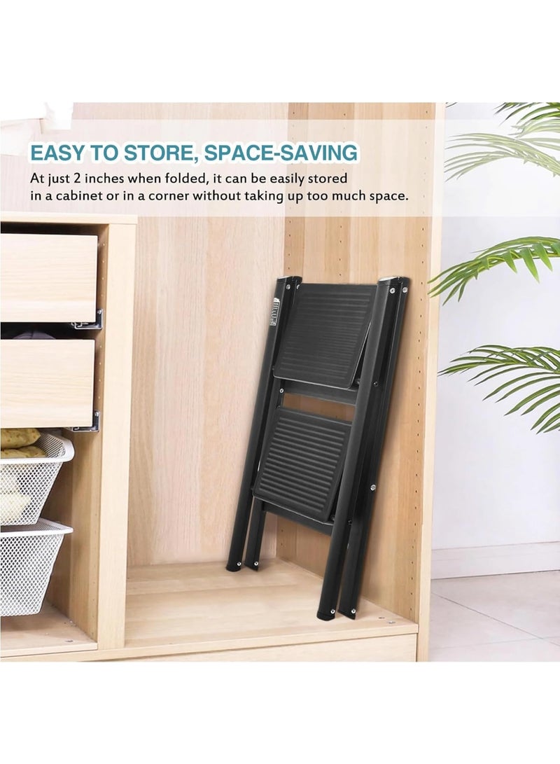 Toshionics Multipurpose 2 Step Ladder Folding Ladder with Anti-Slip Pedal Folding Step Stool Portable Lightweight Foldable Stepladder for Home Kitchen Library Office 150 KG Capacity (2 STEPS) - Image 3