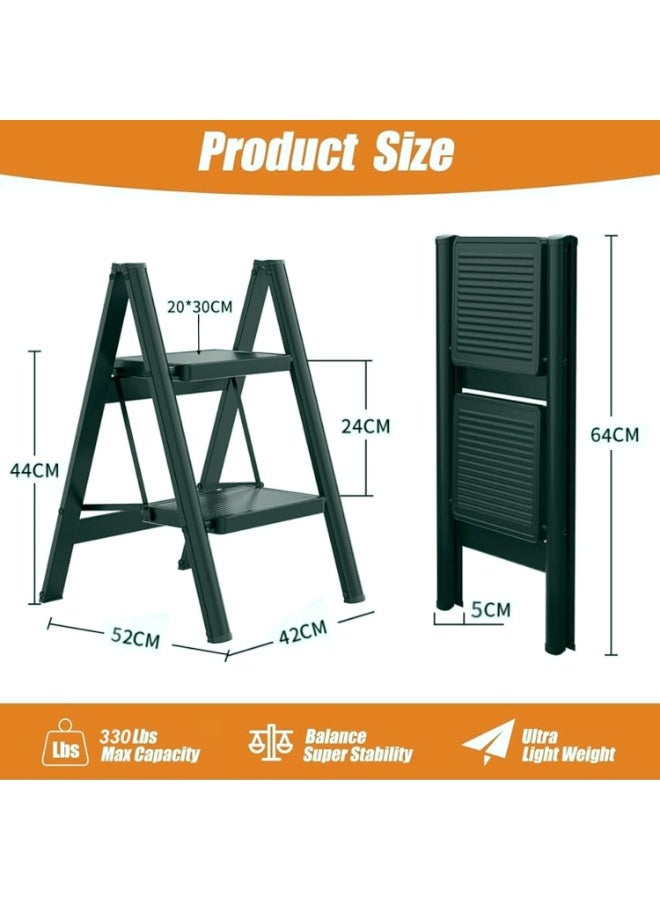 Toshionics Multipurpose 2 Step Ladder Folding Ladder with Anti-Slip Pedal Folding Step Stool Portable Lightweight Foldable Stepladder for Home Kitchen Library Office 150 KG Capacity (2 STEPS) - Image 4