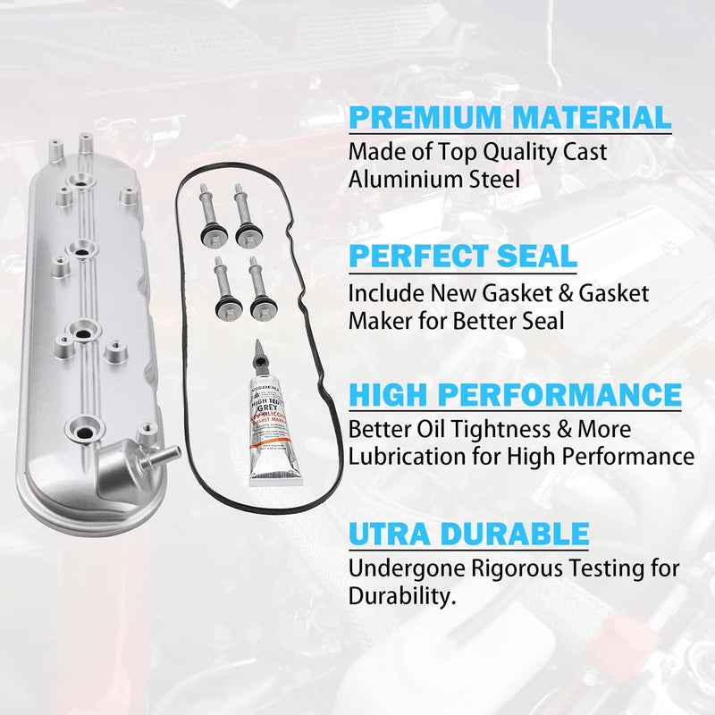 MNJWS Driver Side Valve Cover with Gaskets - Compatible with 2011-2019 4.8L 5.3L 6.0L 6.2L Chevy Silverado, Suburban, Tahoe, Trailblazer, GMC Sierra, Yukon, Cadillac Escalade - Replace 12642655 264-969 - Image 5