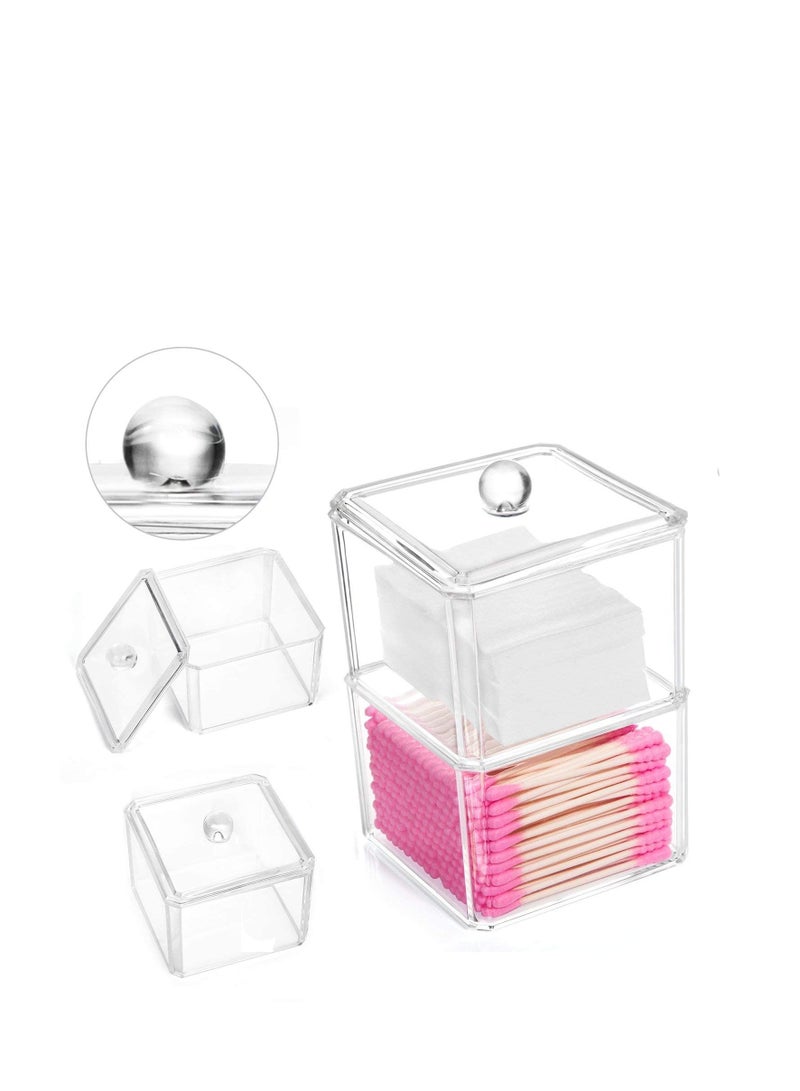 Excefore Cotton Ball and Swab Holder Organizer, Clear Acrylic Pad Container for Swabs, Q-Tips, Make Up Pads, Cosmetics More - Image 3