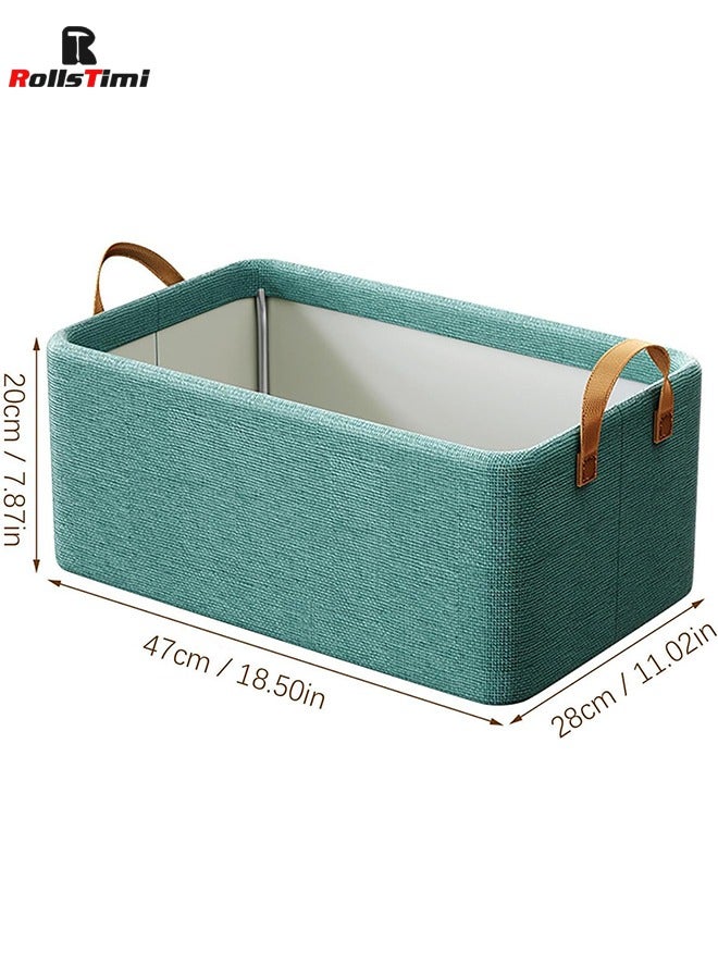 رولستيمي صناديق تخزين بإطار معدني ، صندوق تخزين قماش بمقابض سلال تخزين أرفف قابلة للتكديس ، أخضر - Image 5