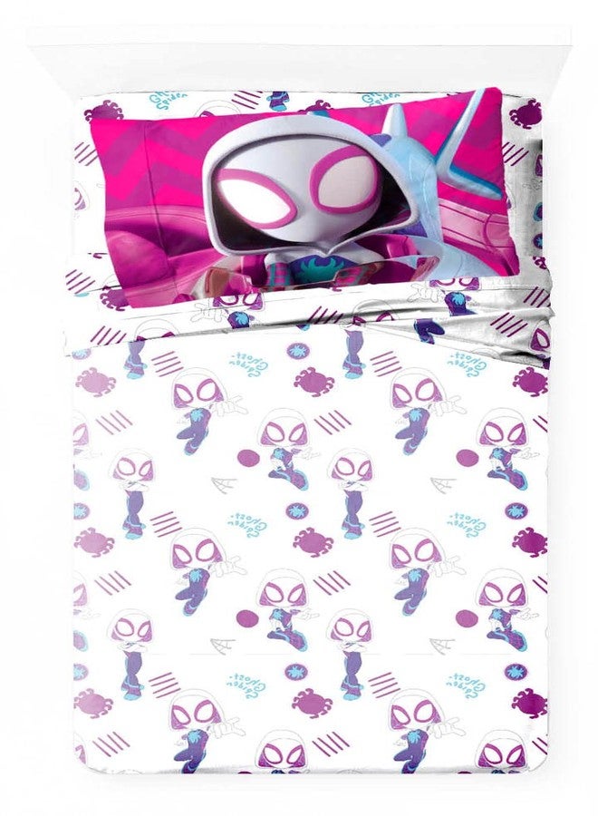 Jay Franco Kids Sheet Set with Fitted, Flat Sheets & Pillow Cover - Ultra-Soft Bedding with Pillowcase for Room Decor, White - Spidey & Friends, 3 Piece Toddler - Image 2