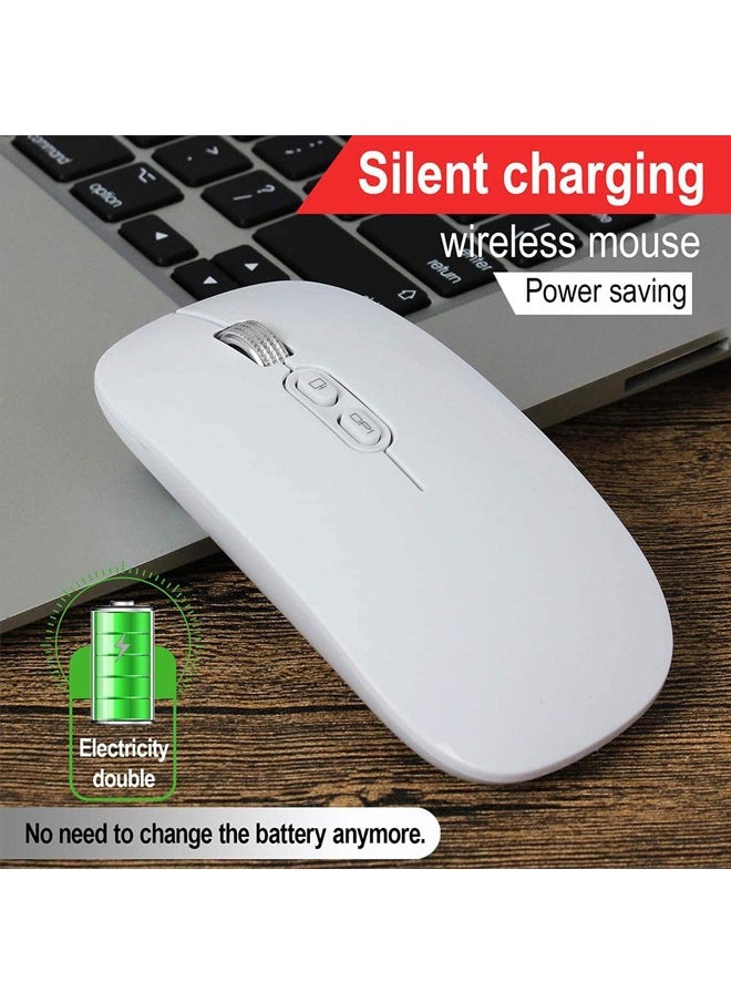 Rock Pow M103 Rechargeable Wireless Mouse 2.4G Wireless Mouse Ultra-thin Mute Mouse 3 Adjustable DPI Built-in 500mAh Battery White  - Image 2