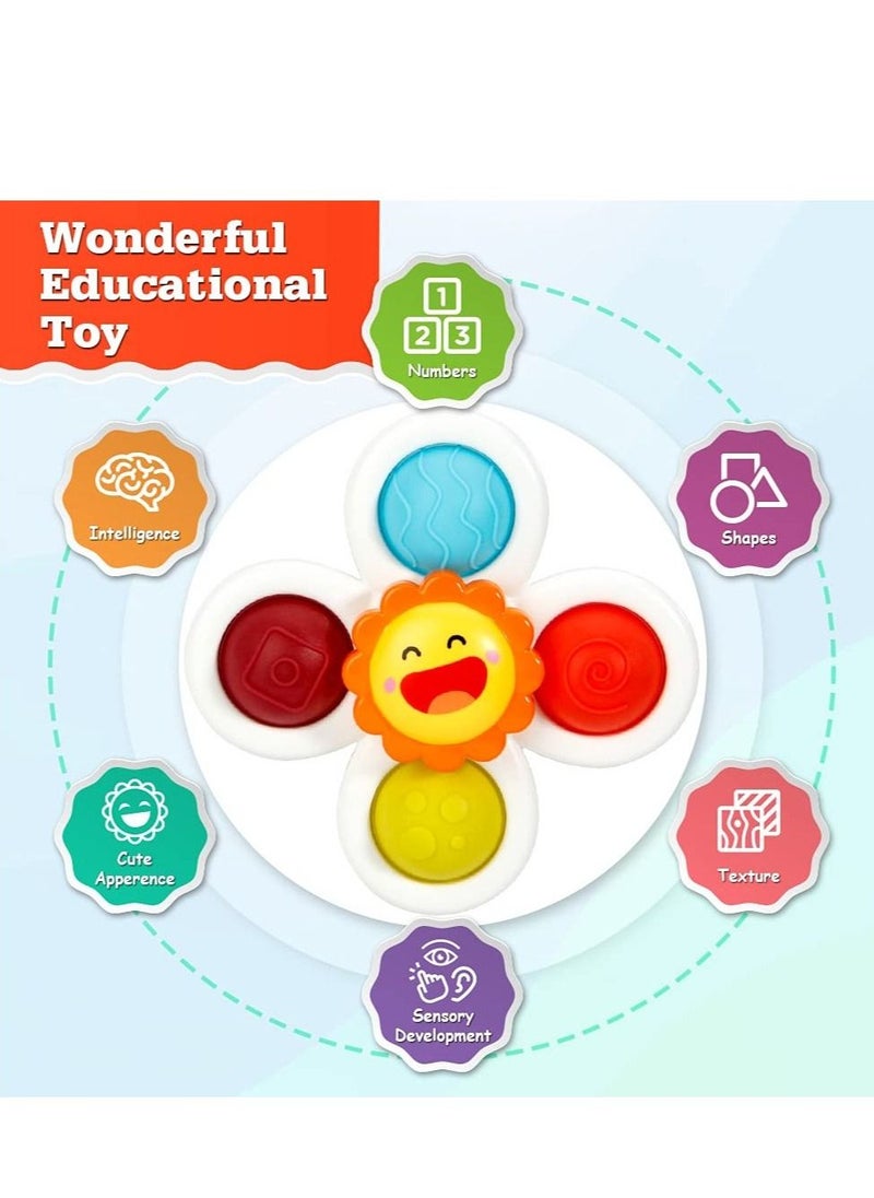 SYOSI - 3Pcs Suction Cup Spinner Toys,Baby Spinners Toy w/ Pop Fidget Function Push Pop Bubble Sensory Rotating Fun - Image 1